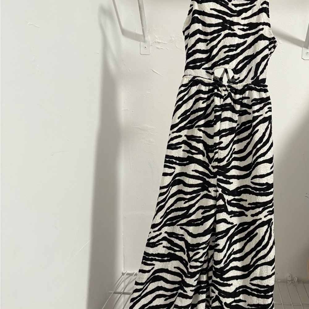 Zara Girls Zebra Cutout Jumpsuit